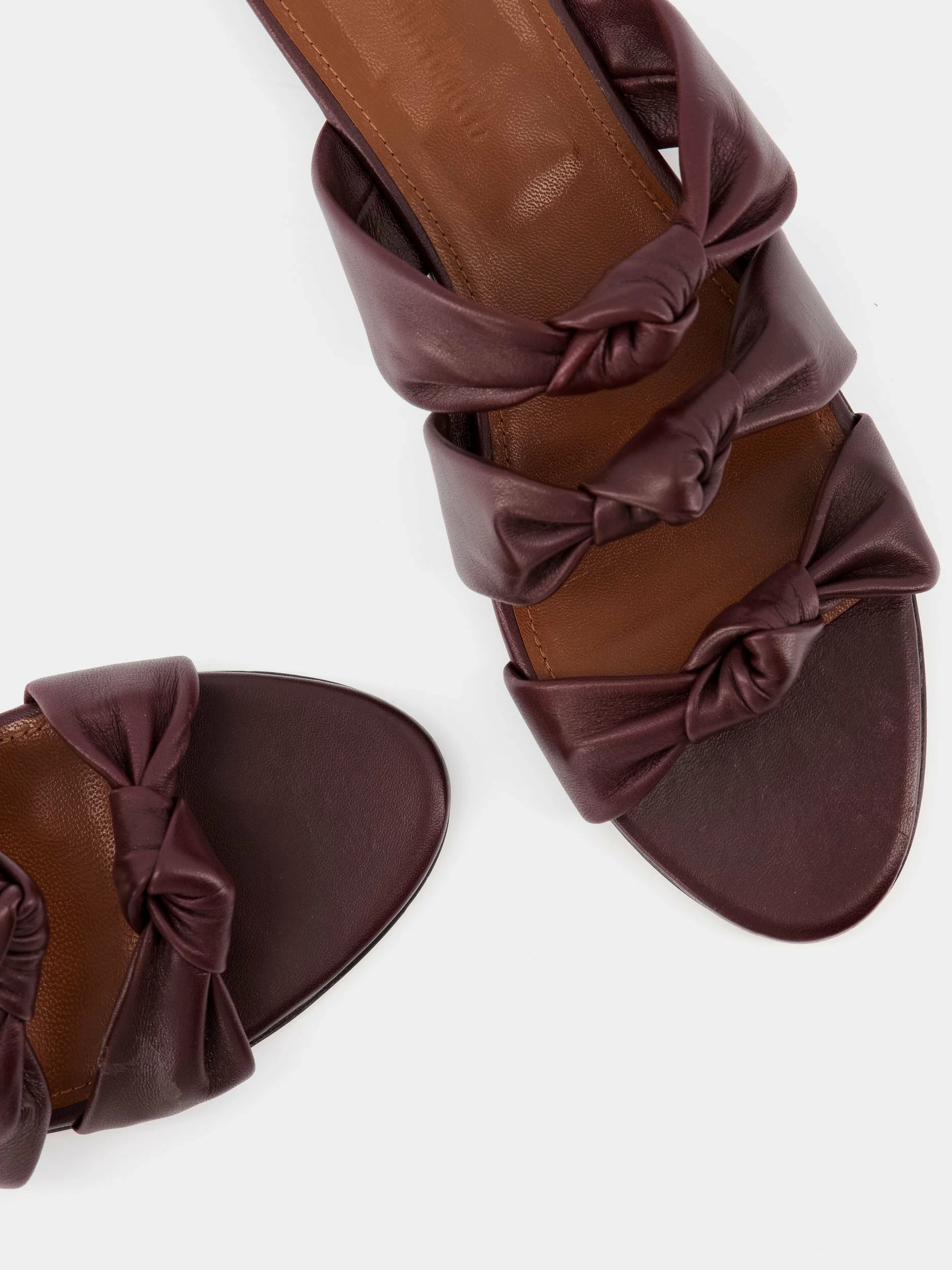 Le Monde Béryl Knot Sandal Flat In Bordeaux Nappa Leather Wear 3 Le Monde Béryl Knot Sandal Flat In Bordeaux Nappa Leather Wear