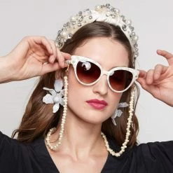 Lele Sadoughi Wear MOTHER OF PEARL CRYSTAL LILY EARRINGS