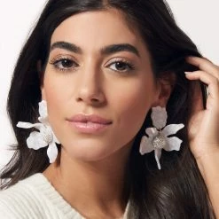 Lele Sadoughi Wear MOTHER OF PEARL CRYSTAL LILY EARRINGS