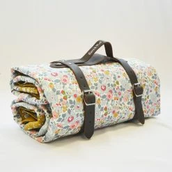 Coco & Wolf Home Décor & Accessories Picnic Blanket Made With Liberty Fabric BETSY GREY & CAPEL MUSTARD