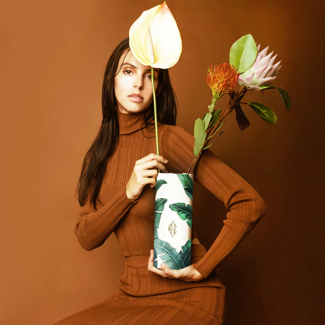 ALEPEL Green Leaves Beige Vase 3 ALEPEL Green Leaves Beige Vase