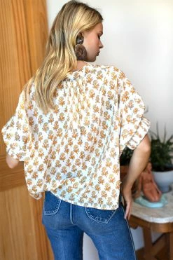 Emerson Fry Mandarin Collar Top, Little Marigolds Organic