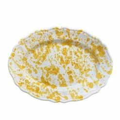 Only On The Avenue Splatter Oval Dish, Yellow