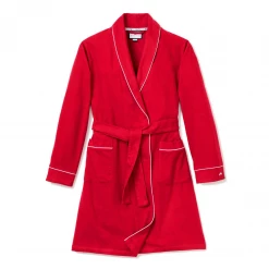Petite Plume Wear Women's Red Flannel Robe With White Piping