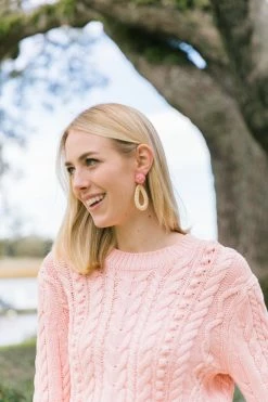 M Donohue Collection Ava Pink Rattan Earrings