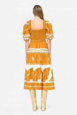 Sea NY Liora Puff Cut Out Dress, Mustard