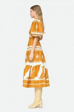 Sea NY Liora Puff Cut Out Dress, Mustard
