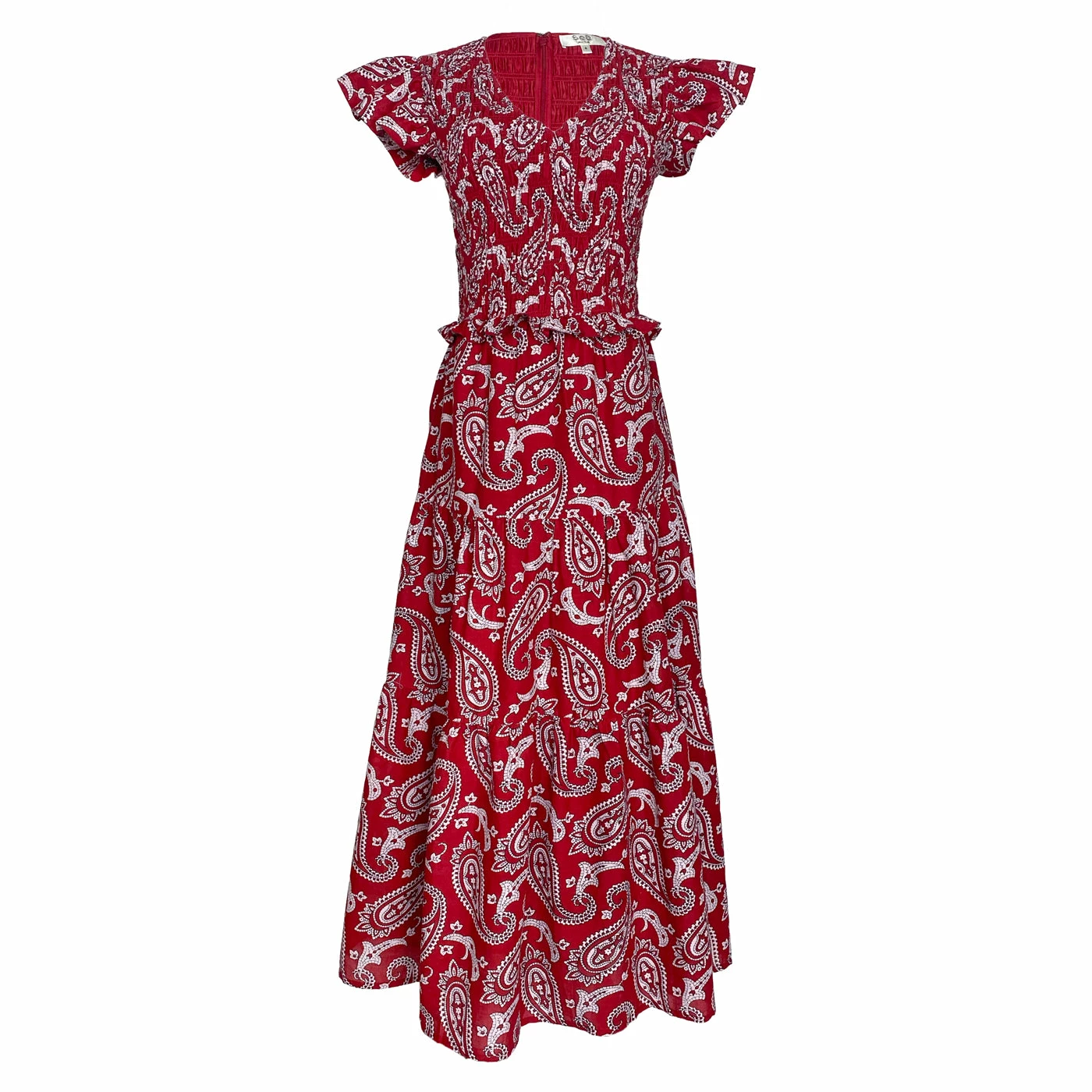 Sea NY Wear Theodora Smocked Midi Dress, Red Paisley 1 Sea NY Wear Theodora Smocked Midi Dress, Red Paisley