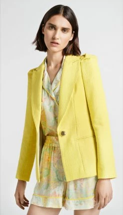 SMYTHE Box Pleat Blazer, Lemon