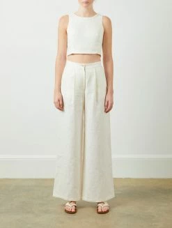 Soft Animal Button Back Linen Tank, White Wear