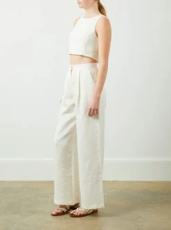 Soft Animal Wide Leg Linen Trouser, White Wear 5 Soft Animal Wide Leg Linen Trouser, White Wear