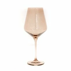 Estelle Colored Glass Live Wine Glass (Set Of 2), Amber Smoke