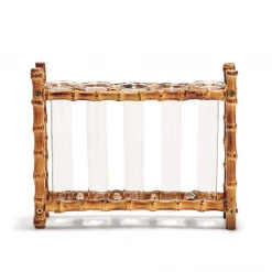 Only On The Avenue Live Glass Flutes With Bamboo Frame