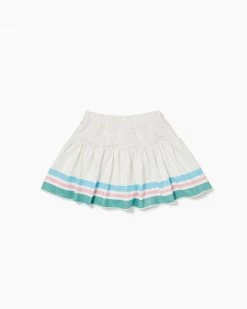 Addison Bay Kids Court Skort, White/Multi Stripes